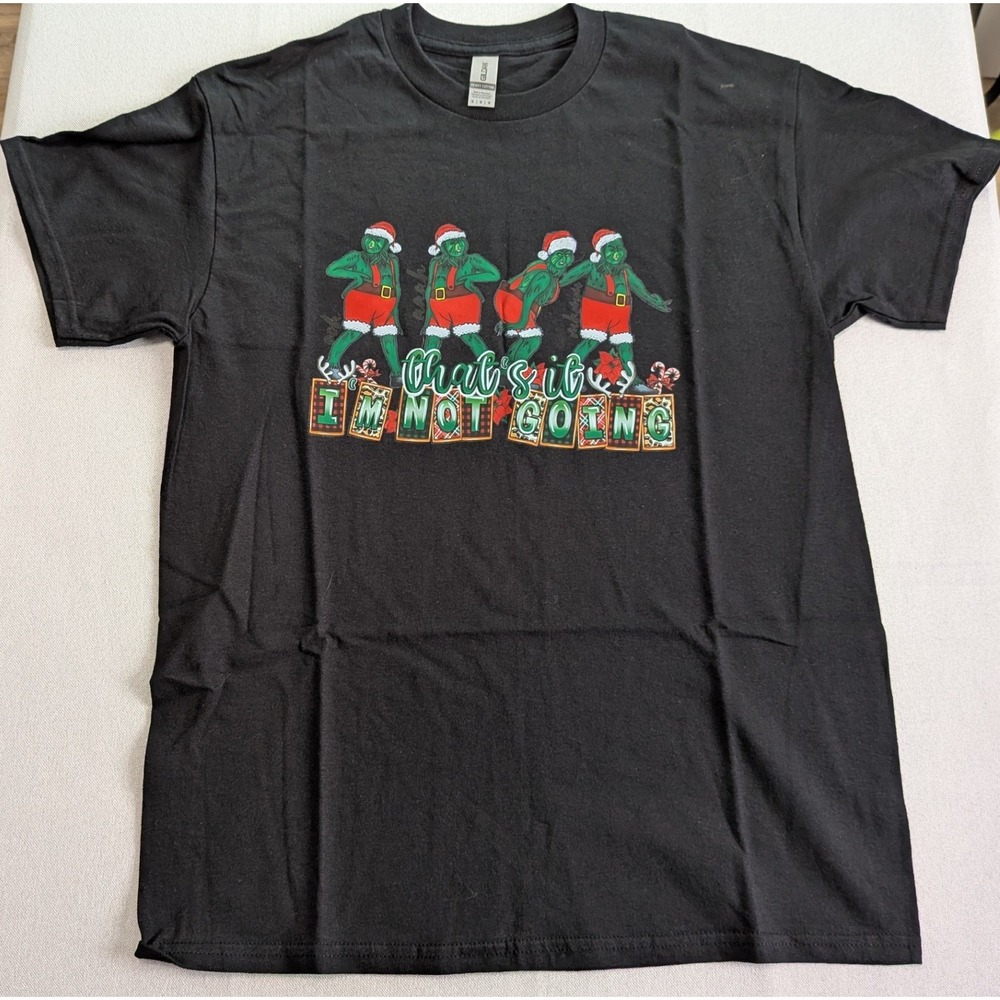 Gildan‎ Graphic T-Shirt Unisex Medium Black Excellent Christmas Im Not Going Tee
